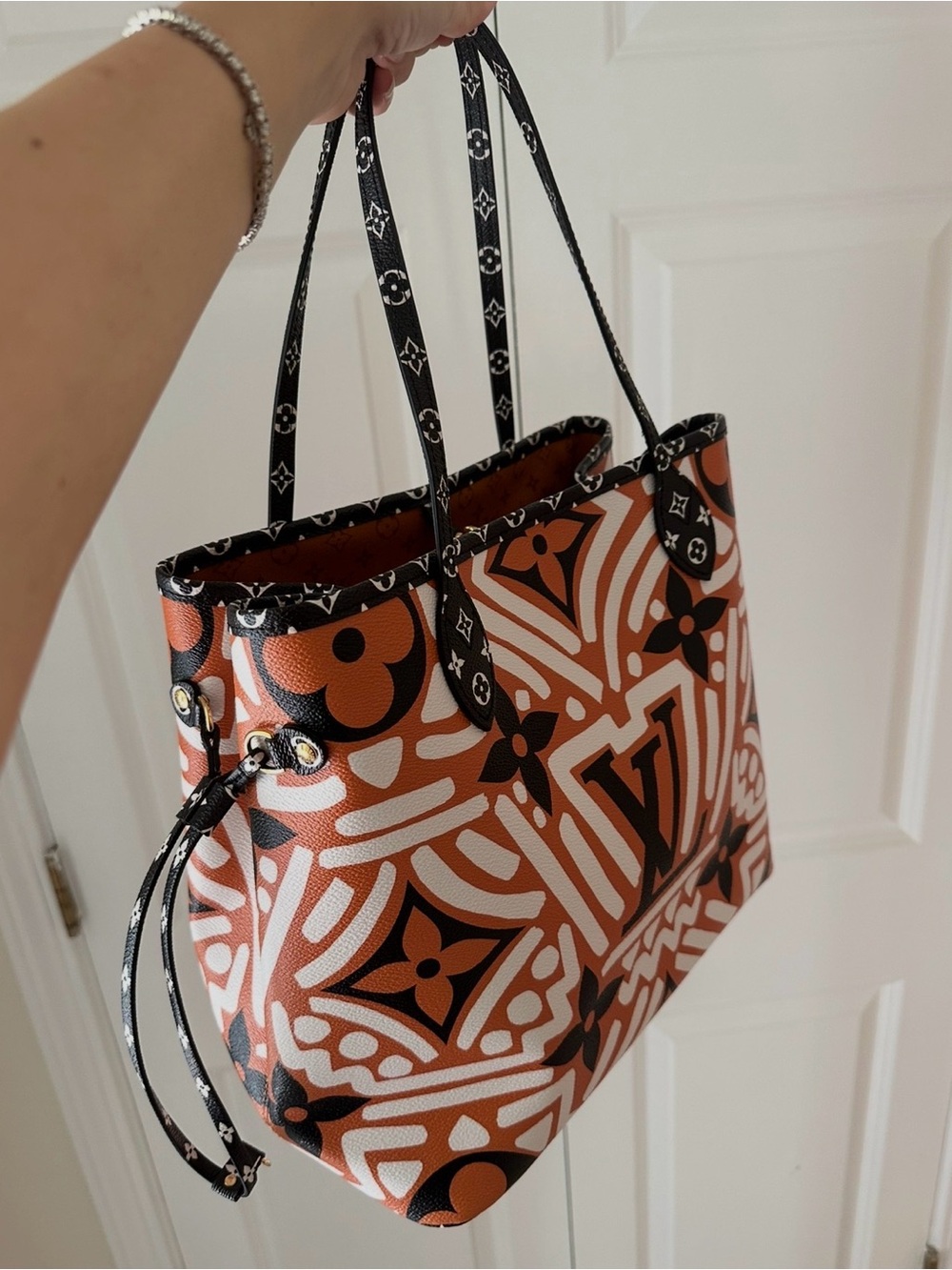 Louis Vuitton Orange and Black Monogram Pattern Tote